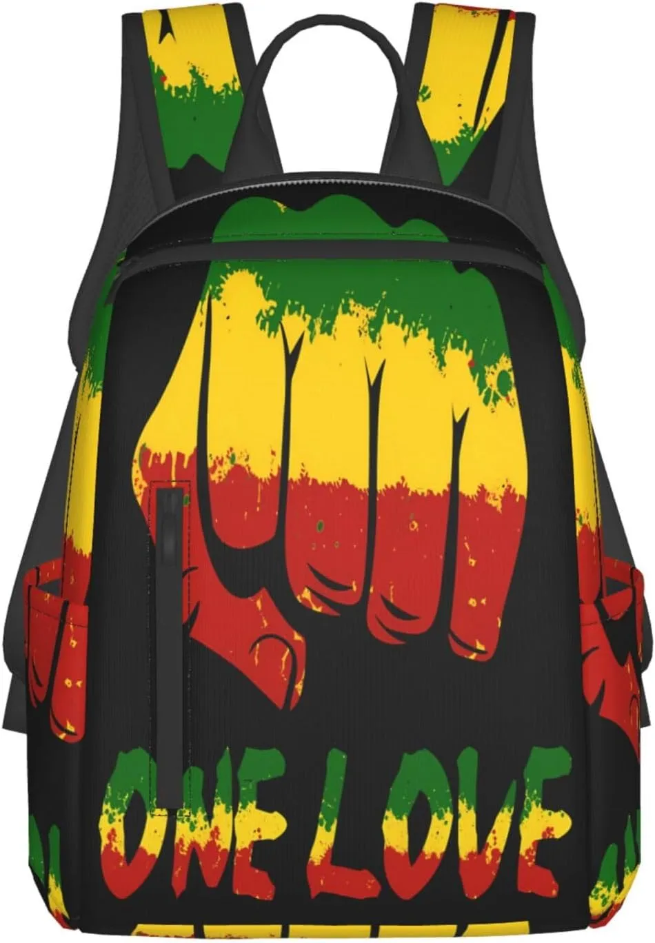 Fist One Loves Rasta Reggae Jamaica Roots Casual Backpacks Laptop Backpack Outdoor Travel Rucksack Sport Carry-On Daypack Lightweight Bag with Multi-Pockets