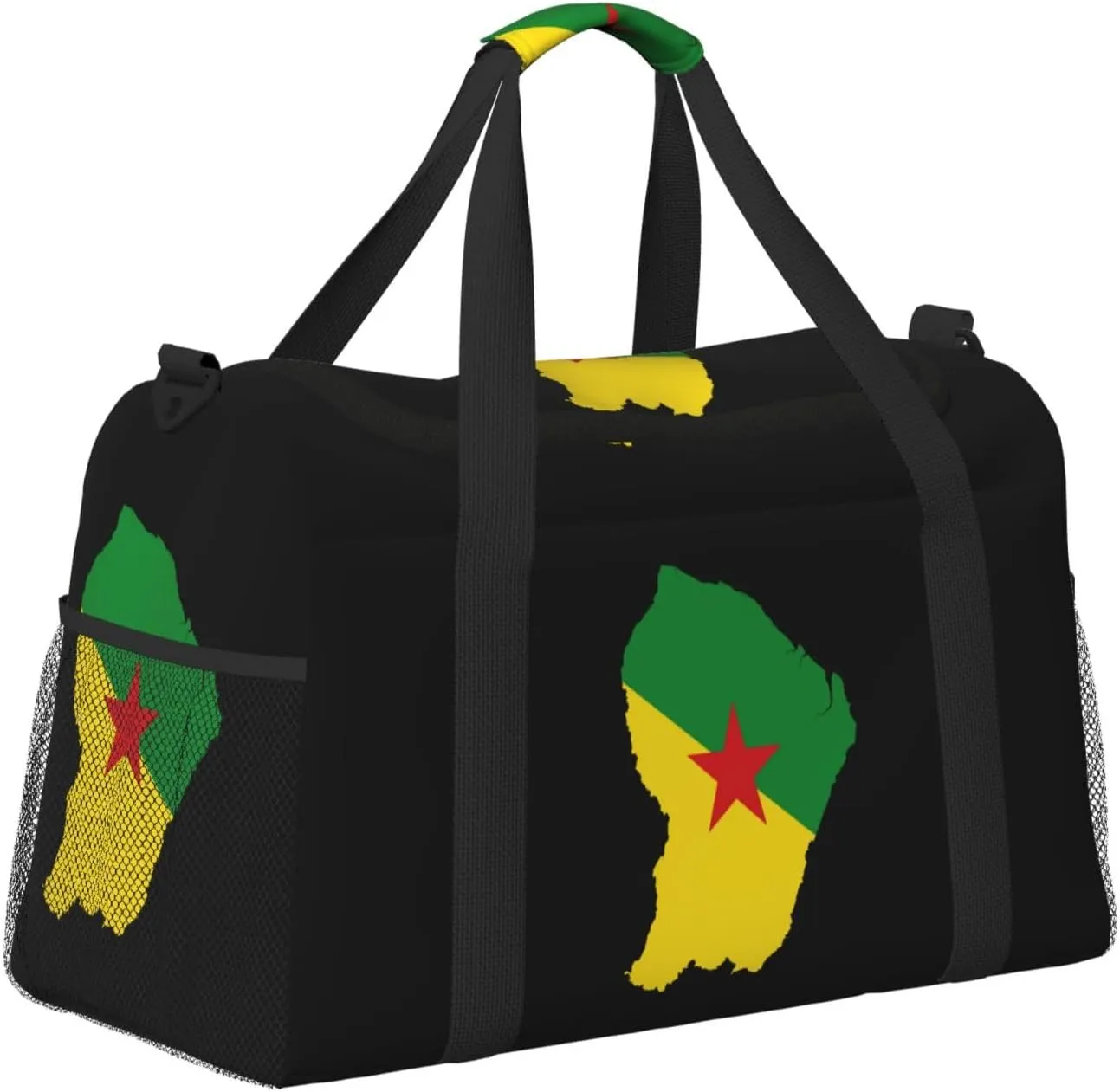 Flag Map Of Guiana Travel Duffel Bag Large Foldable Waterproof Overnight Bag For Beach Swim Bags Pool Sports Gym