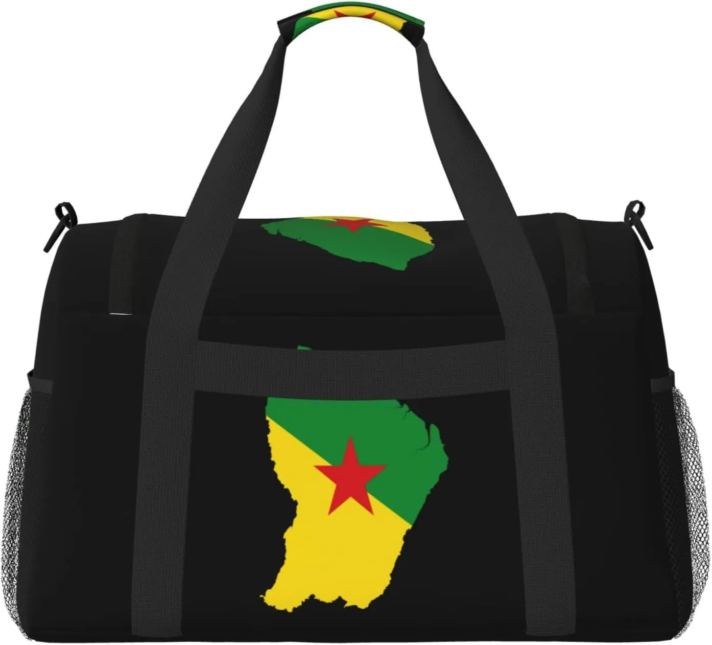 Flag Map Of Guiana Travel Duffel Bag Large Foldable Waterproof Overnight Bag For Beach Swim Bags Pool Sports Gym