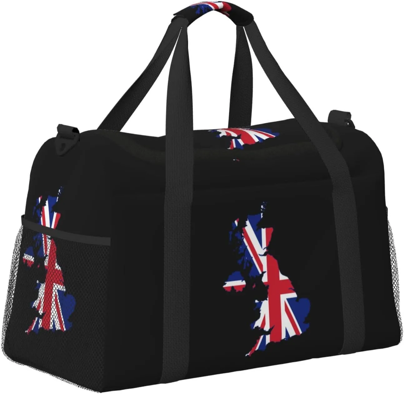 Flag Map Of United Kingdom Travel Duffel Bag Large Foldable Waterproof Overnight Bag For Beach Swim Bags Pool Sports Gym