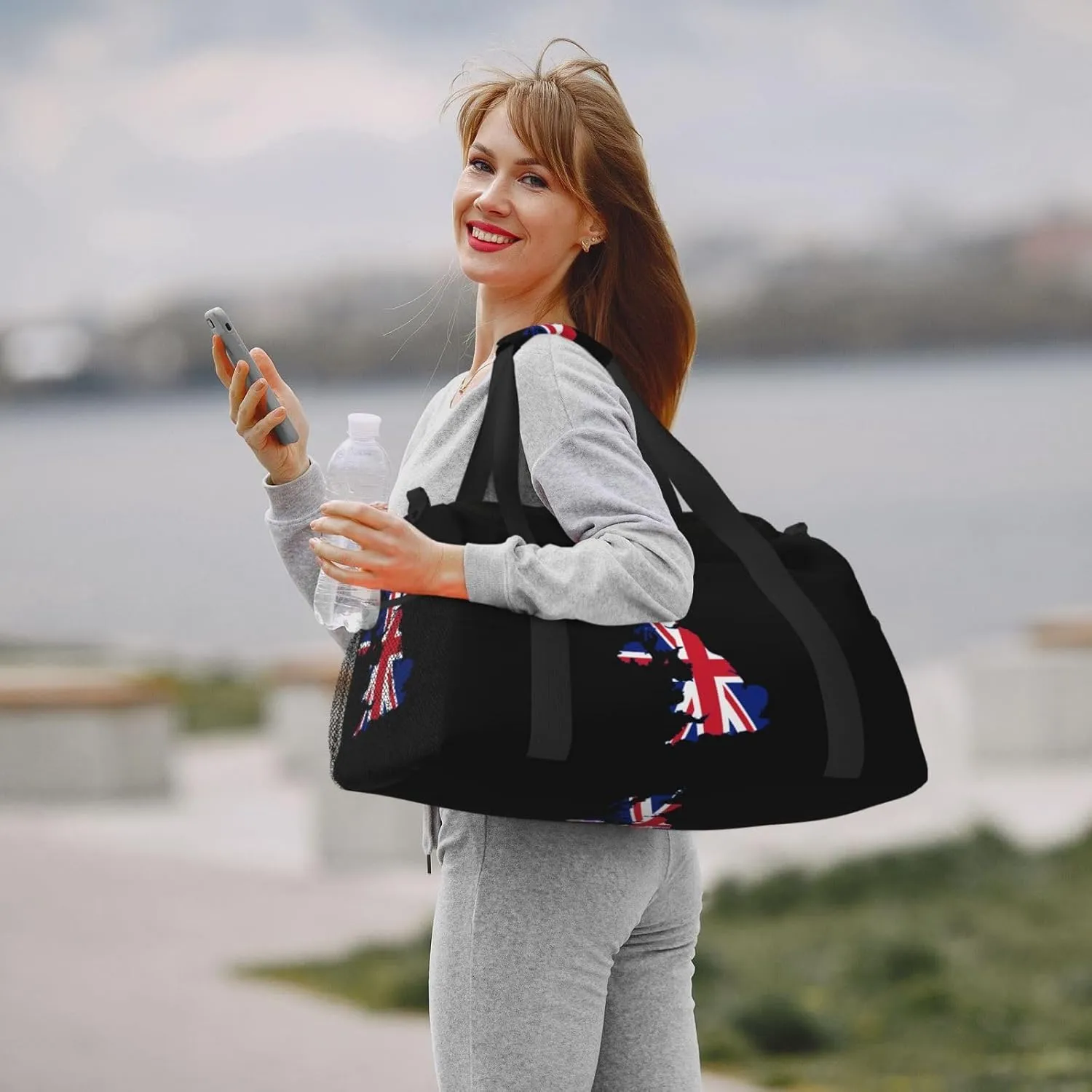 Flag Map Of United Kingdom Travel Duffel Bag Large Foldable Waterproof Overnight Bag For Beach Swim Bags Pool Sports Gym