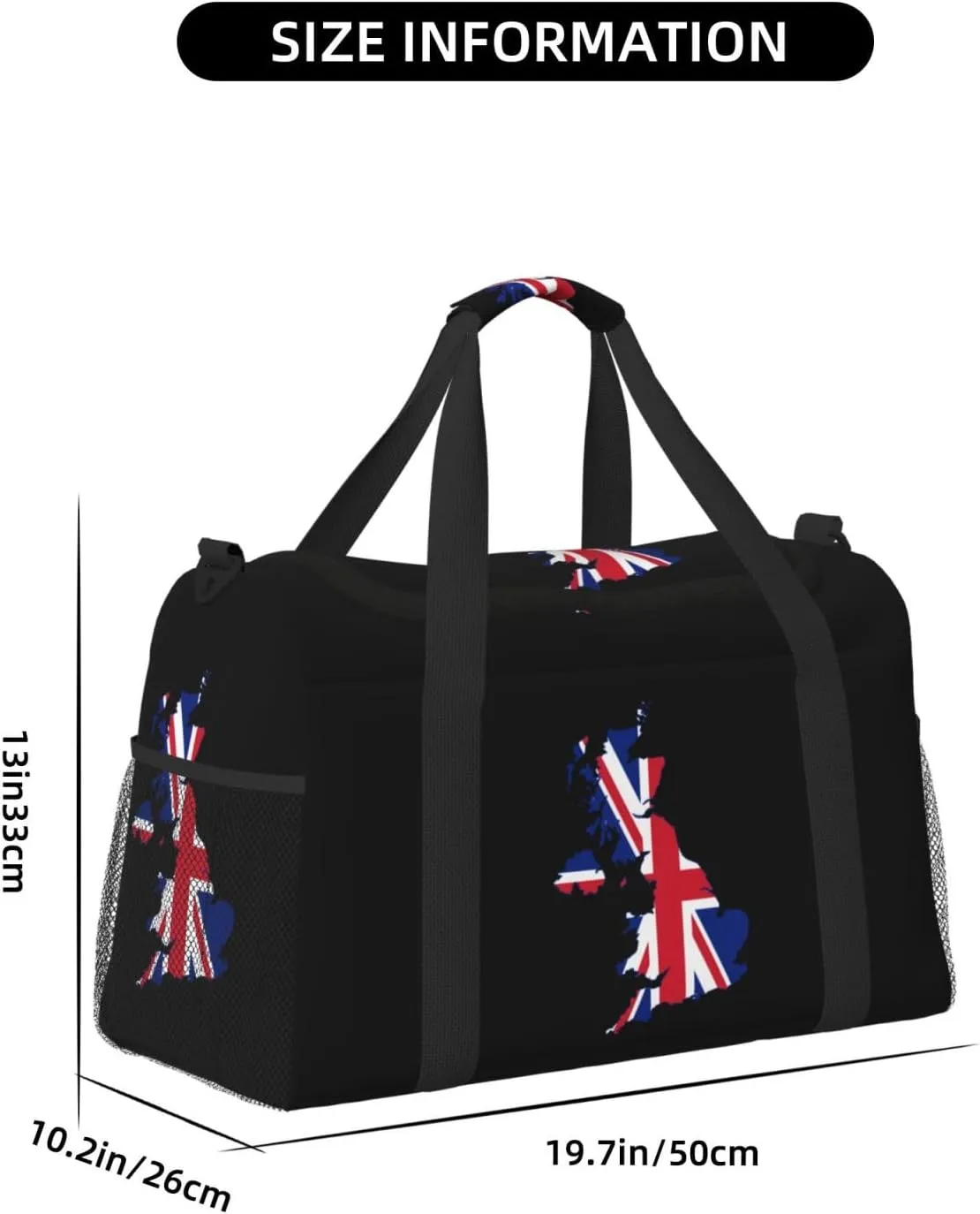 Flag Map Of United Kingdom Travel Duffel Bag Large Foldable Waterproof Overnight Bag For Beach Swim Bags Pool Sports Gym