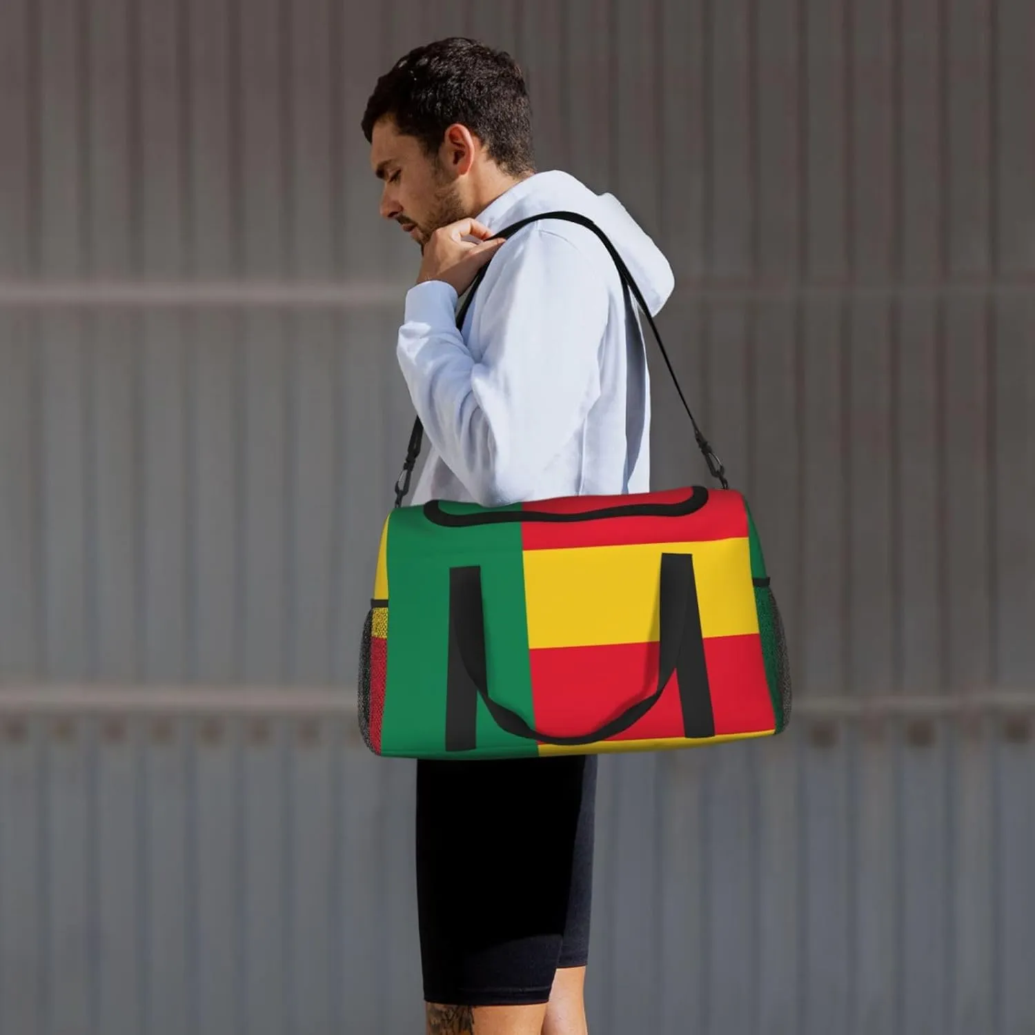 Flag Of Benin Travel Duffel Bag Large Foldable Waterproof Overnight Bag For Beach Swim Bags Pool Sports Gym