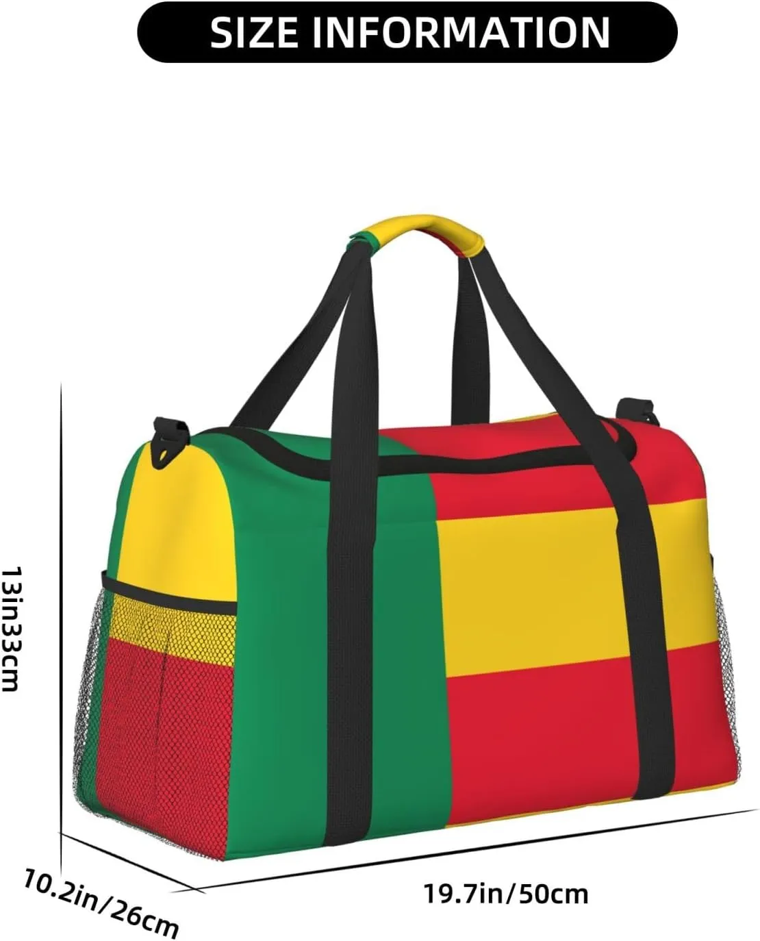 Flag Of Benin Travel Duffel Bag Large Foldable Waterproof Overnight Bag For Beach Swim Bags Pool Sports Gym