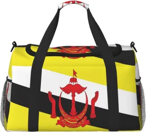 Flag Of Brunei Travel Duffel Bag Large Foldable Waterproof Overnight Bag For Beach Swim Bags Pool Sports Gym