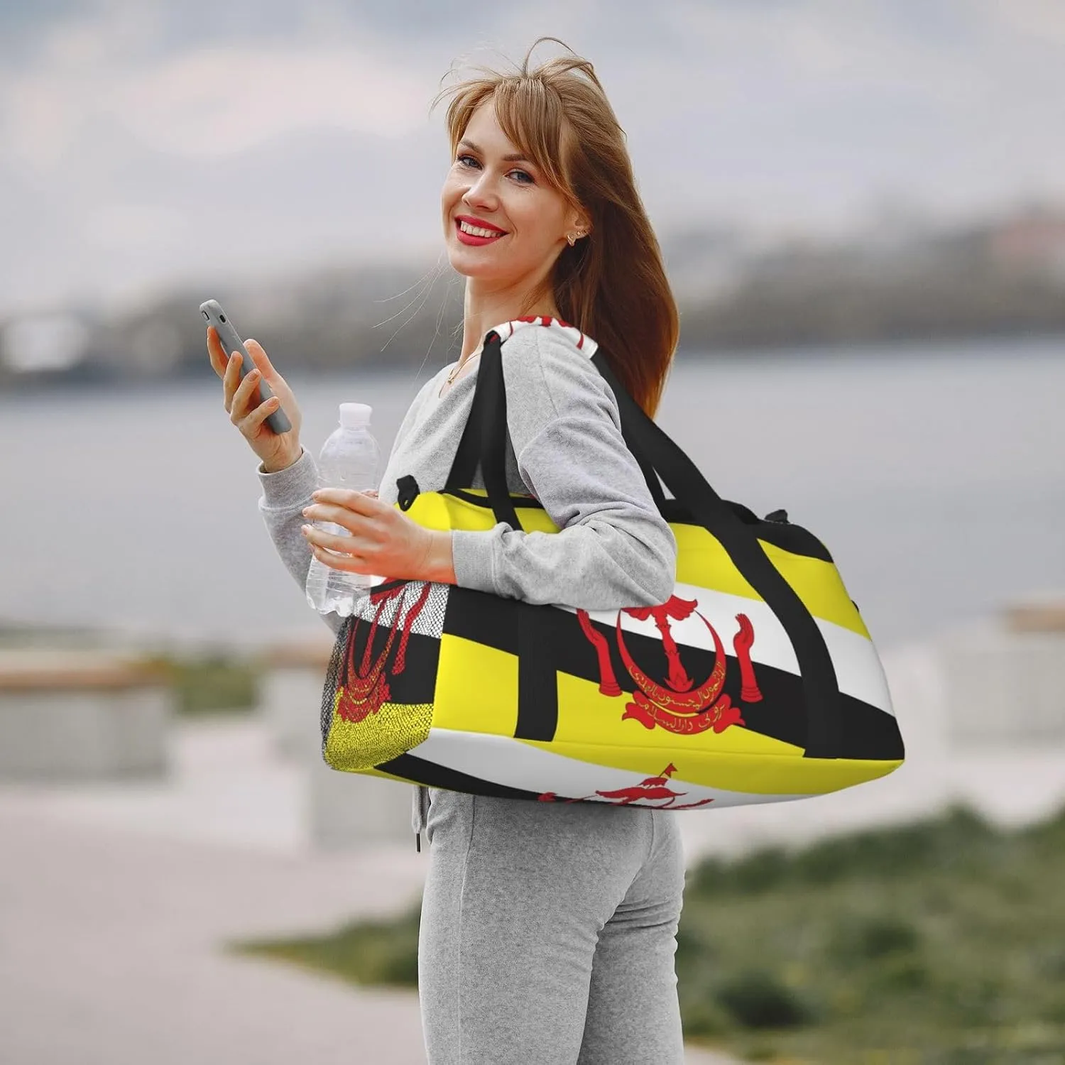 Flag Of Brunei Travel Duffel Bag Large Foldable Waterproof Overnight Bag For Beach Swim Bags Pool Sports Gym