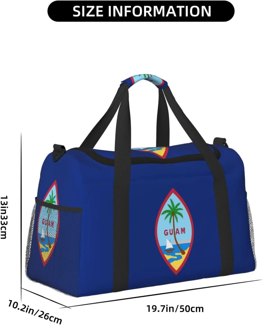 Flag Of Guam Travel Duffel Bag Large Foldable Waterproof Overnight Bag For Beach Swim Bags Pool Sports Gym