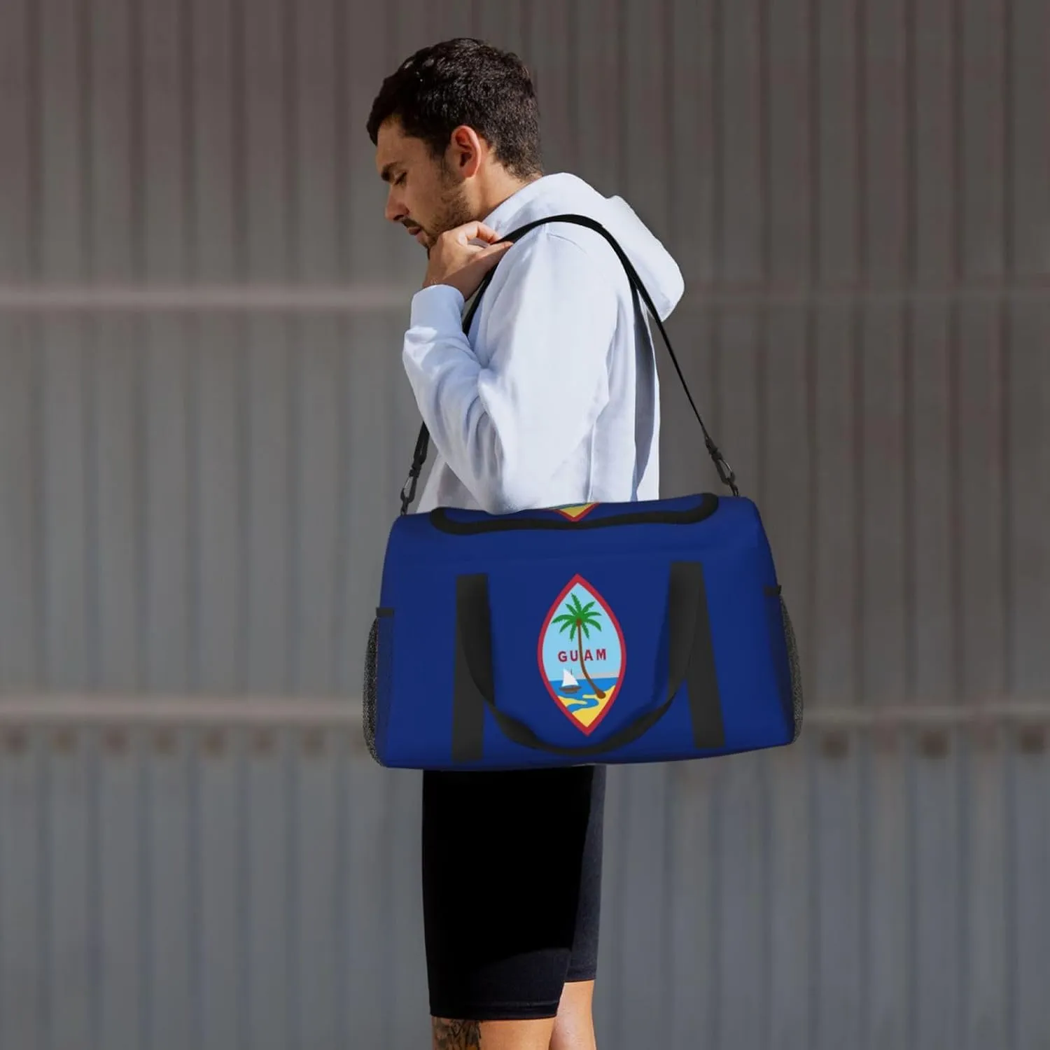 Flag Of Guam Travel Duffel Bag Large Foldable Waterproof Overnight Bag For Beach Swim Bags Pool Sports Gym