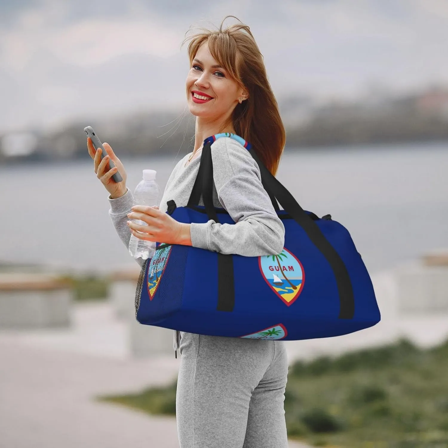Flag Of Guam Travel Duffel Bag Large Foldable Waterproof Overnight Bag For Beach Swim Bags Pool Sports Gym