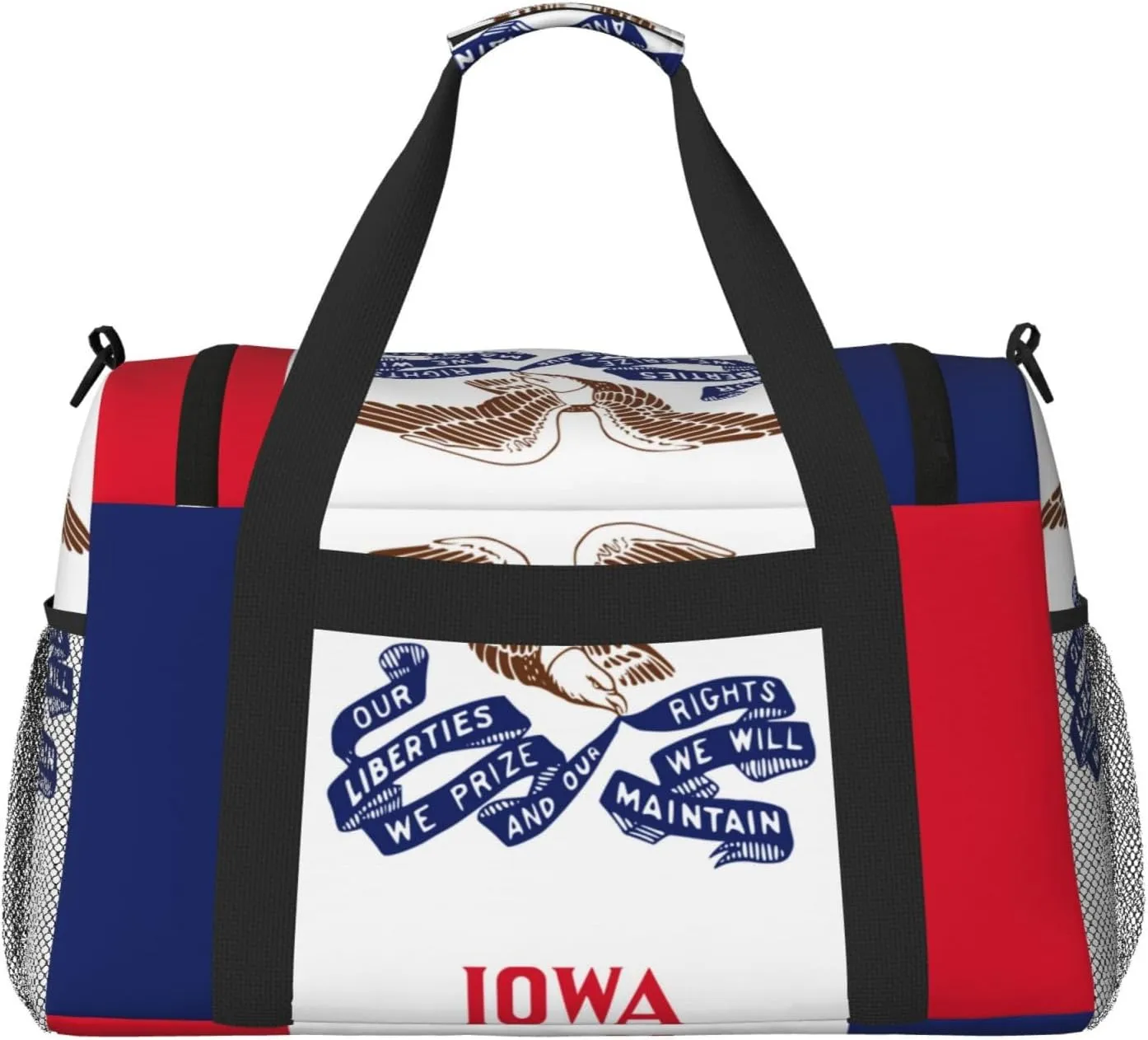 Flag Of Iowa Travel Duffel Bag Large Foldable Waterproof Overnight Bag For Beach Swim Bags Pool Sports Gym