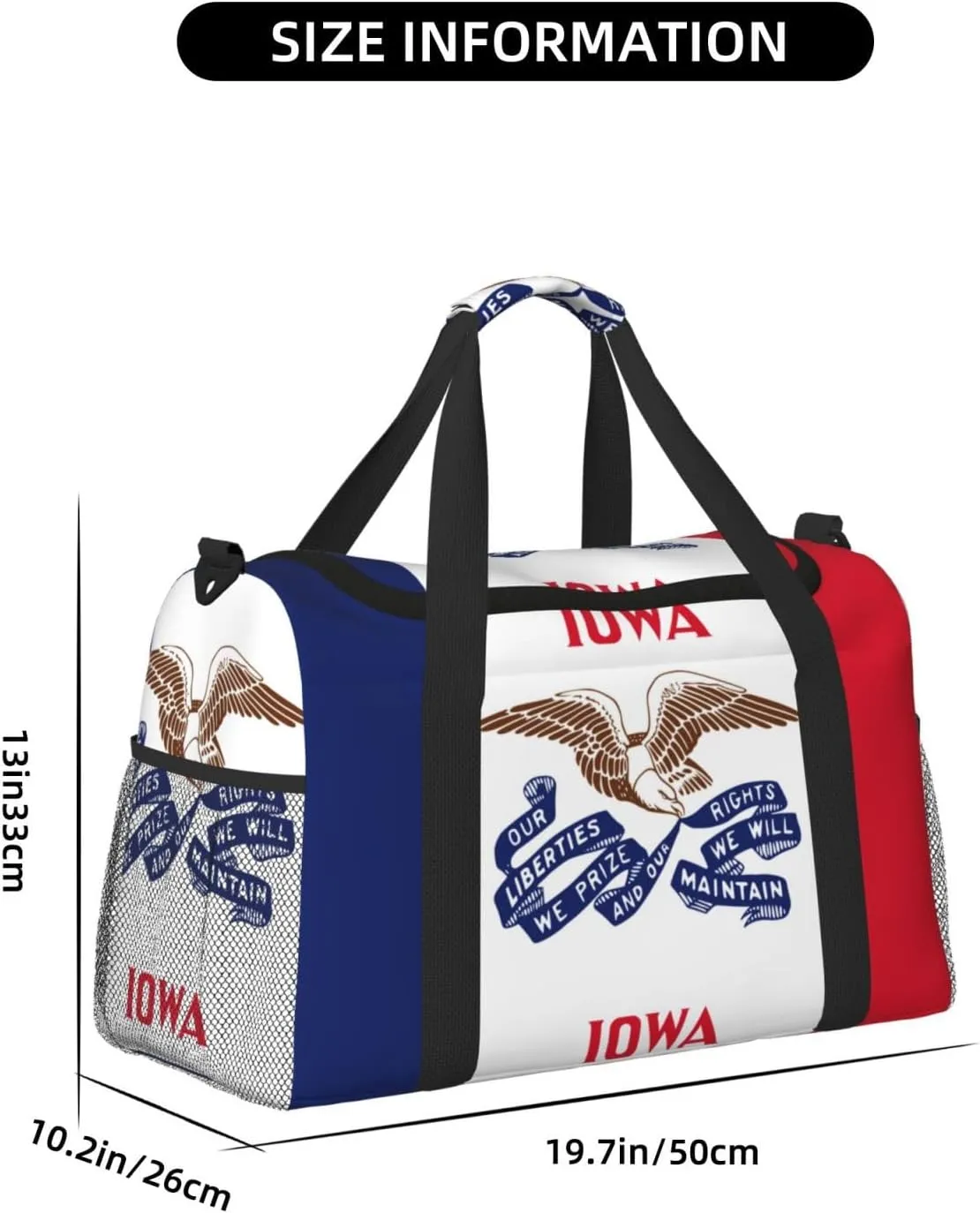 Flag Of Iowa Travel Duffel Bag Large Foldable Waterproof Overnight Bag For Beach Swim Bags Pool Sports Gym