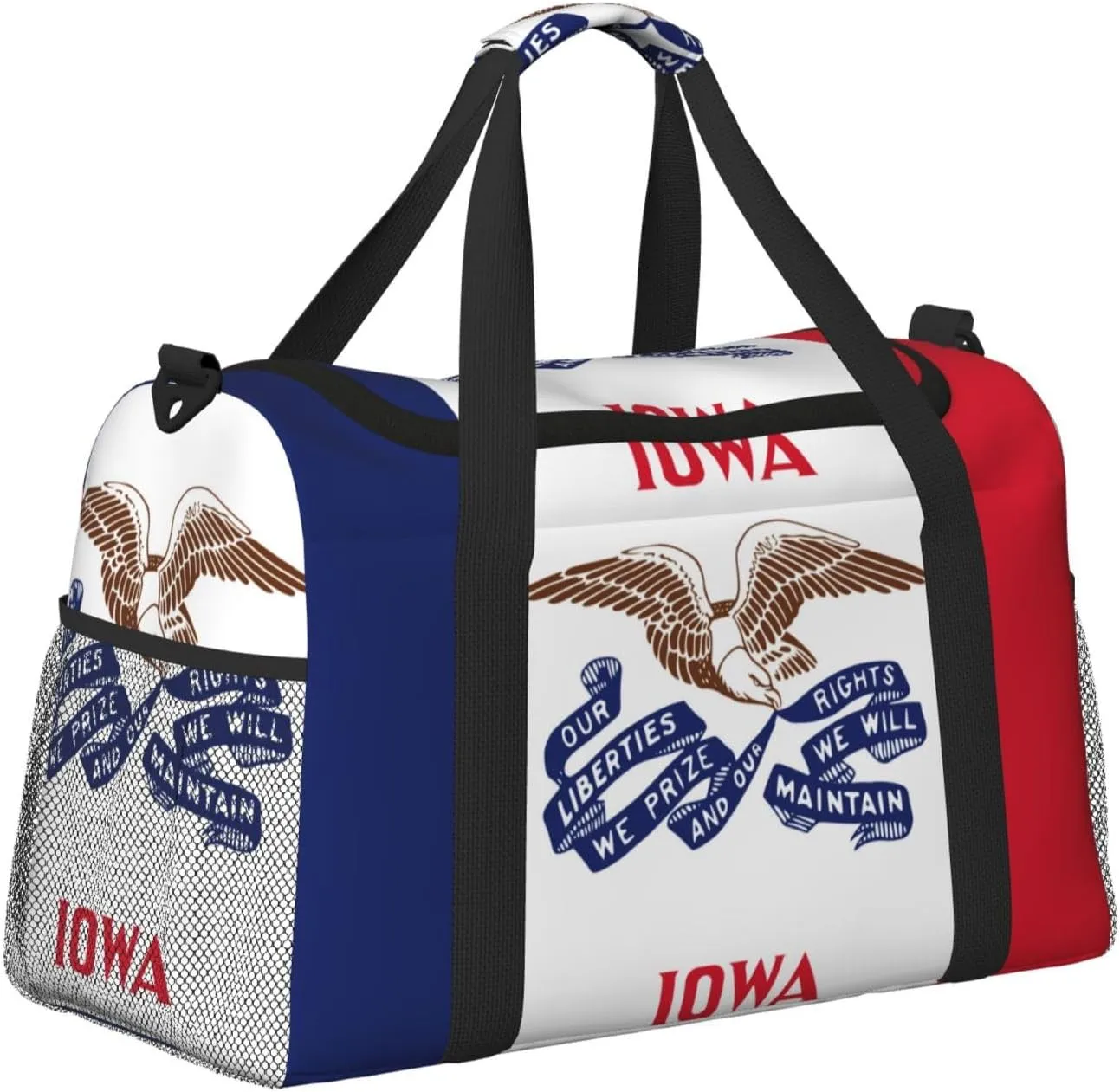 Flag Of Iowa Travel Duffel Bag Large Foldable Waterproof Overnight Bag For Beach Swim Bags Pool Sports Gym