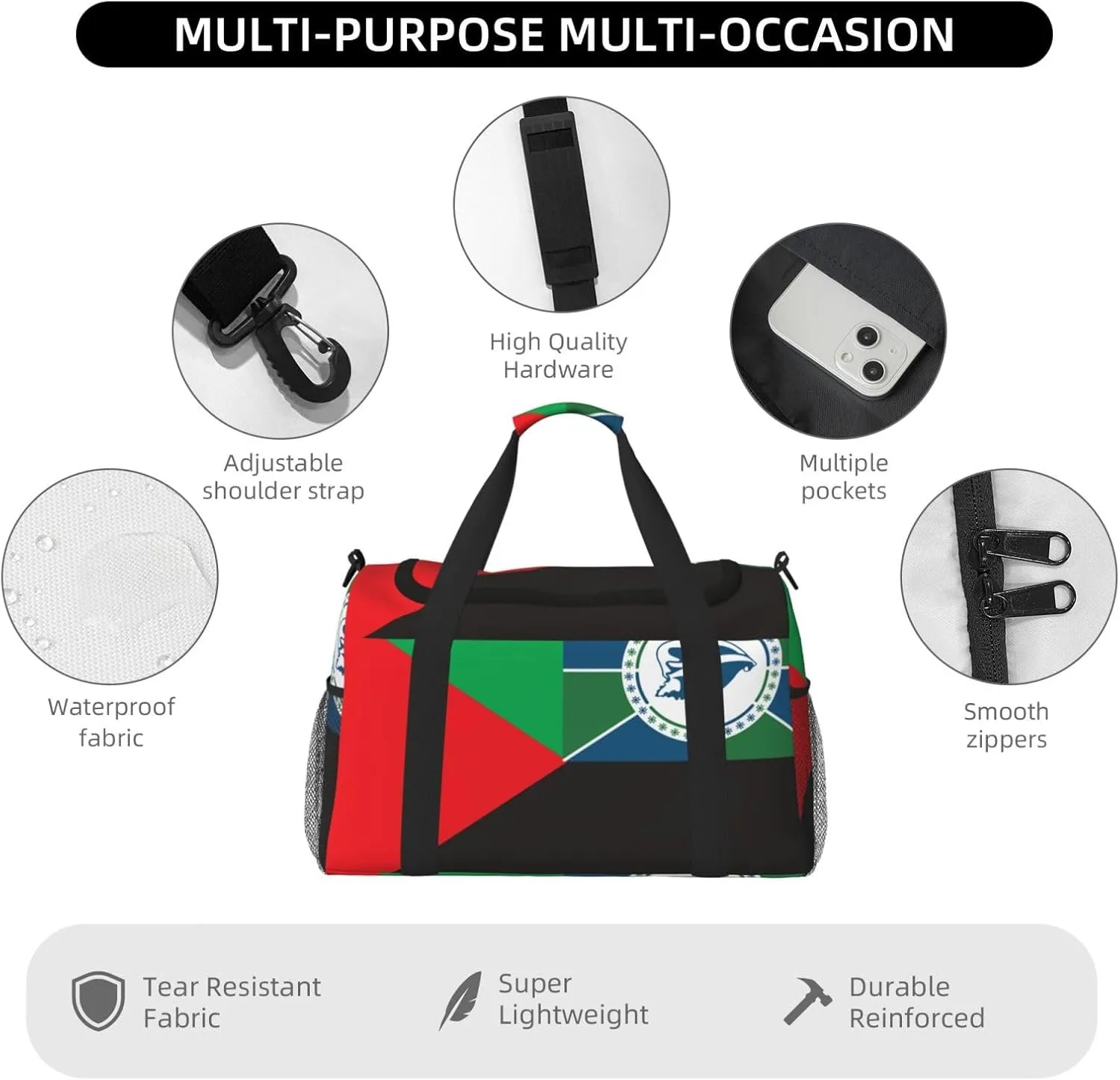 Flag Of Martinique Travel Duffel Bag Large Foldable Waterproof Overnight Bag For Beach Swim Bags Pool Sports Gym