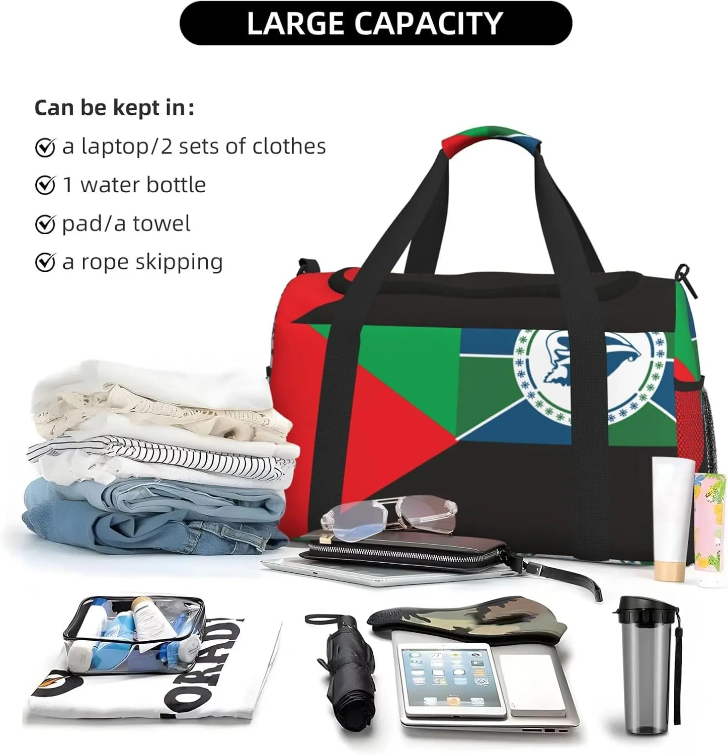 Flag Of Martinique Travel Duffel Bag Large Foldable Waterproof Overnight Bag For Beach Swim Bags Pool Sports Gym