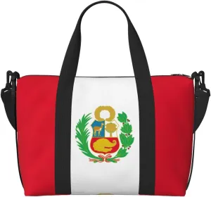 Flag Of Peru Women Travel Duffel Bag, Large Weekender Carry-On Tote, Gym Workout Bag,Mommy Hospital Bag