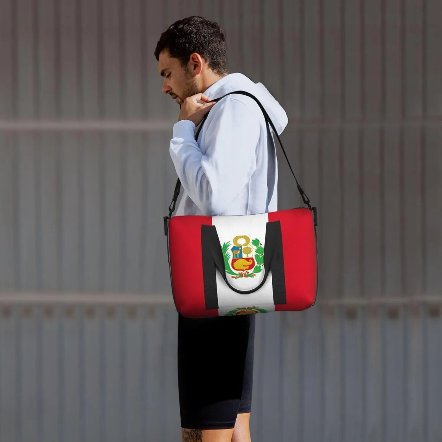 Flag Of Peru Women Travel Duffel Bag, Large Weekender Carry-On Tote, Gym Workout Bag,Mommy Hospital Bag