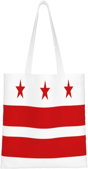 Flag of the District of Columbia Tote Bag for Women Canvas Shopping Bags Reusable Large Capacity Casual Shoulder Handbags Grocery Bags DIY Gift Bags