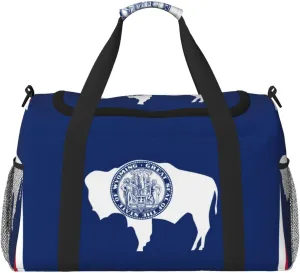 Flag Of Wyoming Travel Duffel Bag Large Foldable Waterproof Overnight Bag For Beach Swim Bags Pool Sports Gym