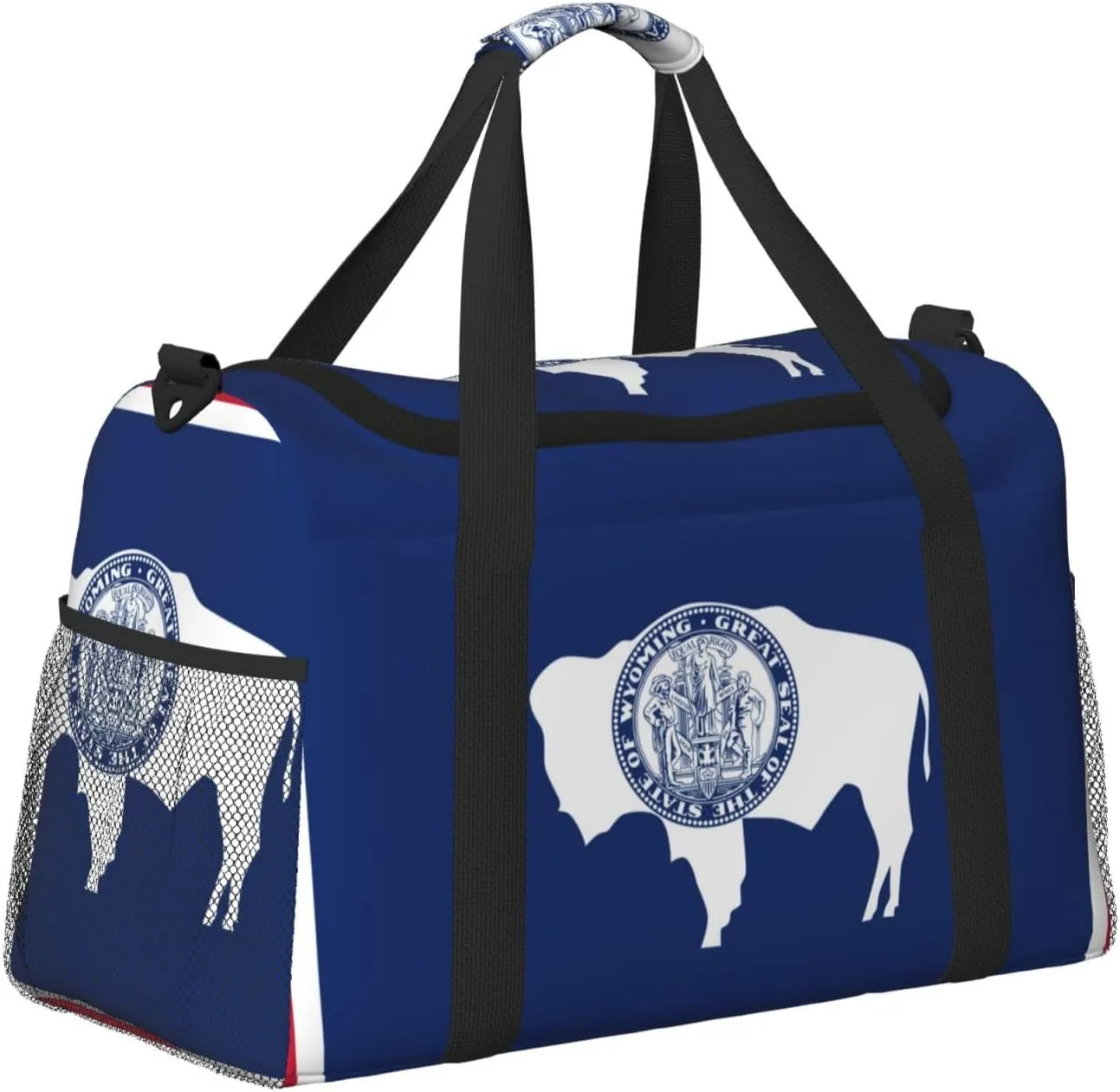 Flag Of Wyoming Travel Duffel Bag Large Foldable Waterproof Overnight Bag For Beach Swim Bags Pool Sports Gym