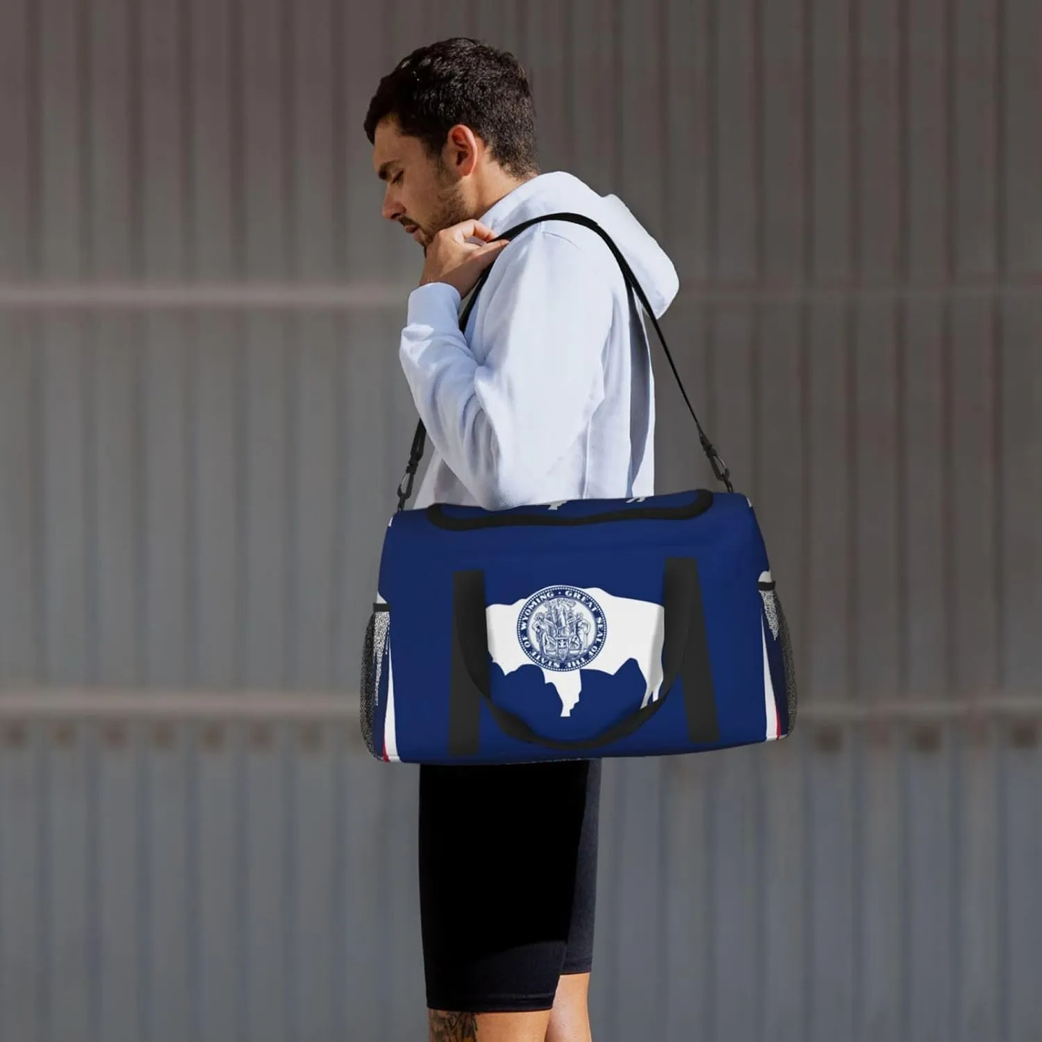 Flag Of Wyoming Travel Duffel Bag Large Foldable Waterproof Overnight Bag For Beach Swim Bags Pool Sports Gym
