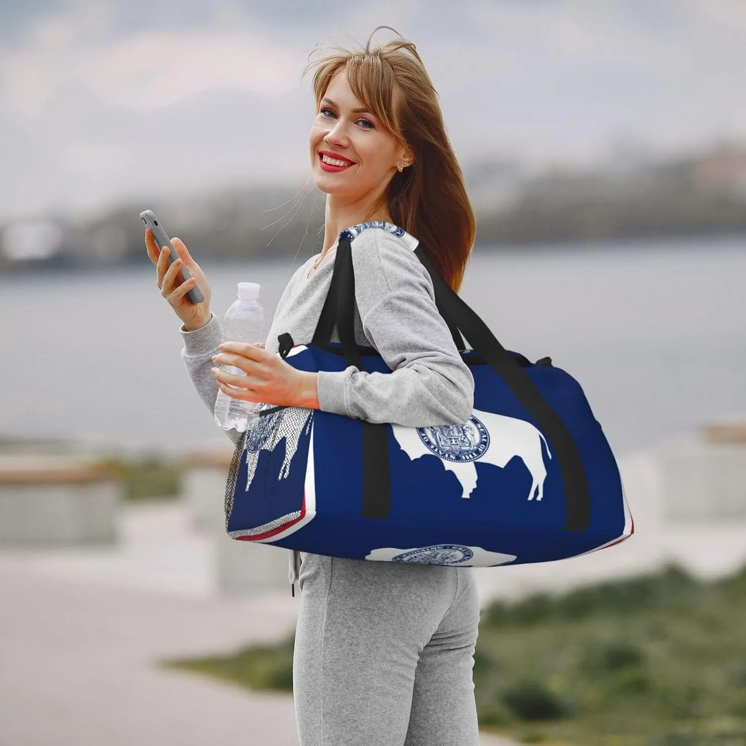 Flag Of Wyoming Travel Duffel Bag Large Foldable Waterproof Overnight Bag For Beach Swim Bags Pool Sports Gym