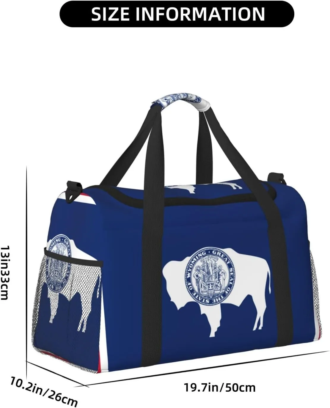 Flag Of Wyoming Travel Duffel Bag Large Foldable Waterproof Overnight Bag For Beach Swim Bags Pool Sports Gym