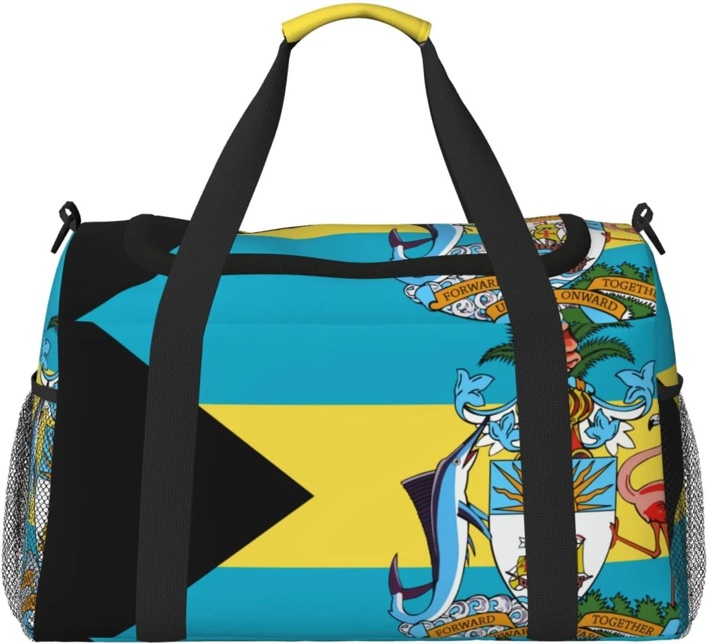 Flags Of Bahamas Travel Duffel Bag Large Foldable Waterproof Overnight Bag For Beach Swim Bags Pool Sports Gym