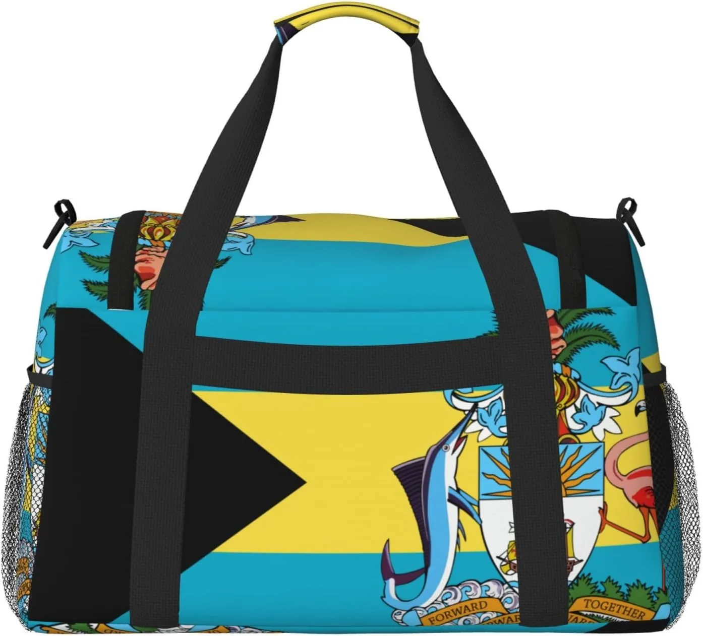Flags Of Bahamas Travel Duffel Bag Large Foldable Waterproof Overnight Bag For Beach Swim Bags Pool Sports Gym