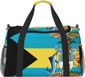 Flags Of Bahamas Travel Duffel Bag Large Foldable Waterproof Overnight Bag For Beach Swim Bags Pool Sports Gym