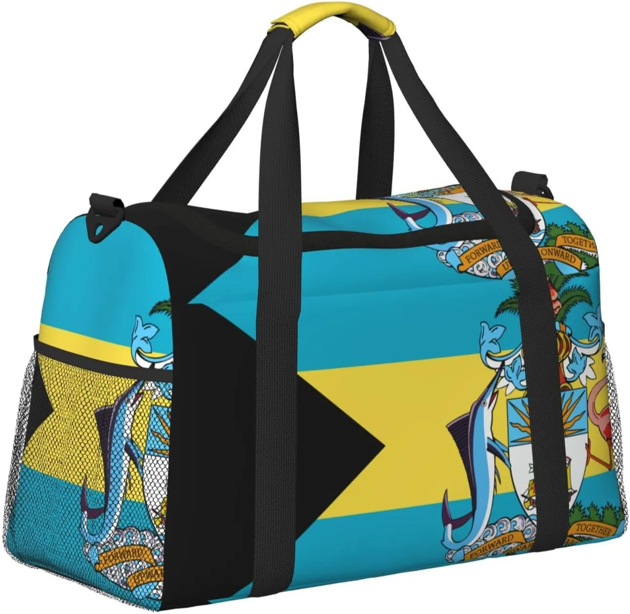 Flags Of Bahamas Travel Duffel Bag Large Foldable Waterproof Overnight Bag For Beach Swim Bags Pool Sports Gym