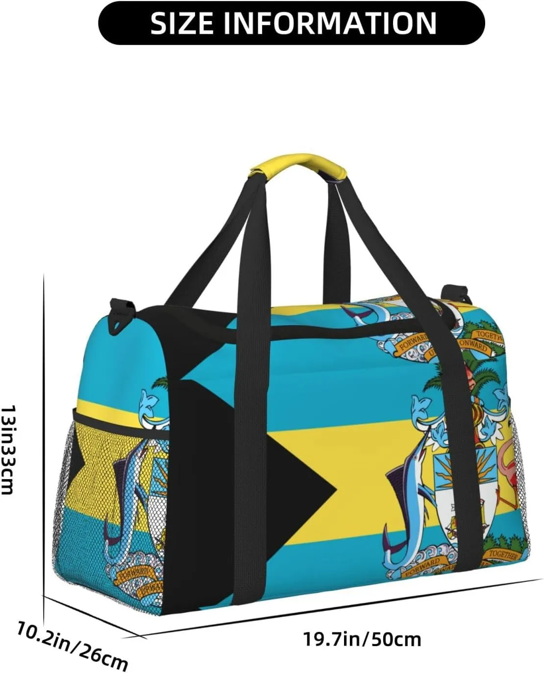 Flags Of Bahamas Travel Duffel Bag Large Foldable Waterproof Overnight Bag For Beach Swim Bags Pool Sports Gym