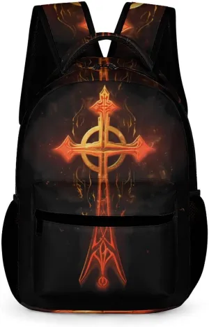 Flaming Egyptian Ankh Cute Backpack Printed Shoulder Bag Travel Dackpack for Shopping Camping
