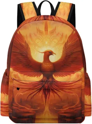 Flaming Phoenix Bird Mini Backpack Printed Shoulder Bag Travel Daypack Camping Work Bags