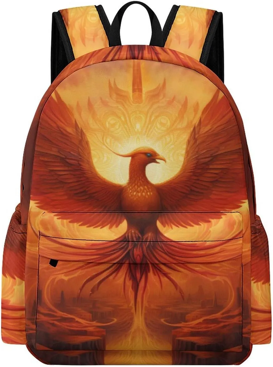 Flaming Phoenix Bird Mini Backpack Printed Shoulder Bag Travel Daypack Camping Work Bags