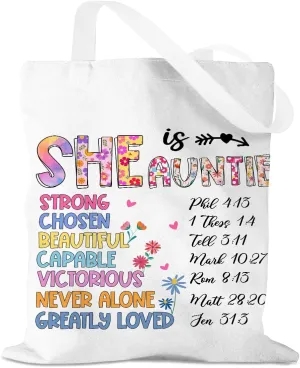 Flower Canvas Tote Bag Grandma Mom Gifts, Birthday Inspirational Gifts for Women Mothers Day Reusable Grocery Bag