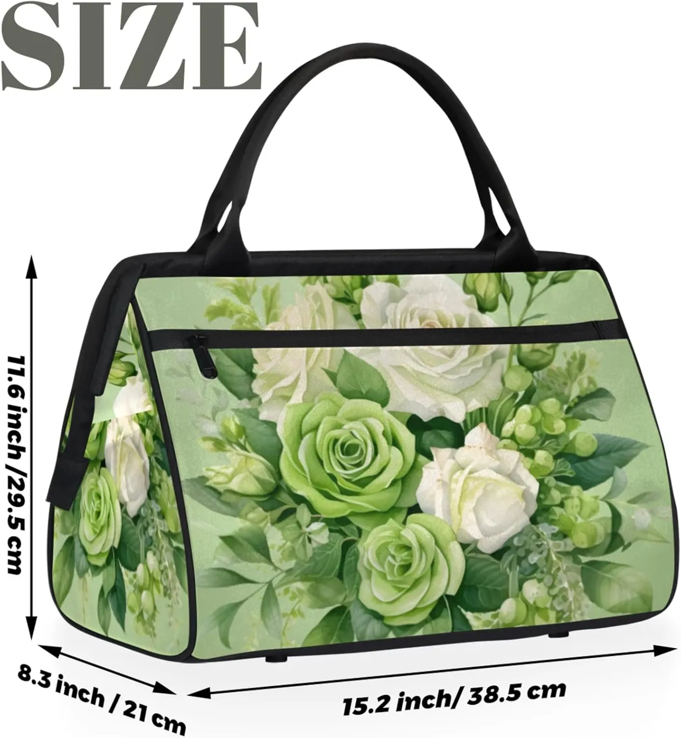 Flower Floral Gym Bag for Women Men Travel Sports Duffel Bag with Trolley Sleeve Waterproof Sports Gym Bag Weekender Overnight Bag Carry On Tote Bag for Travel Gym Sport