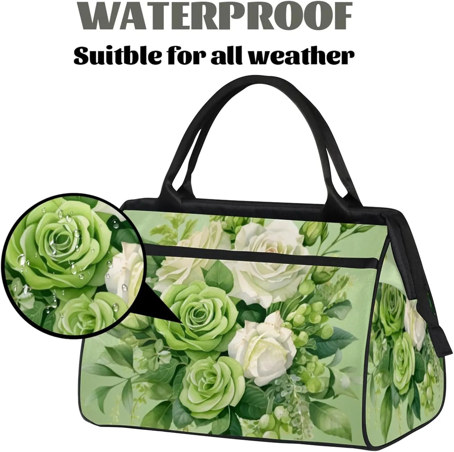 Flower Floral Gym Bag for Women Men Travel Sports Duffel Bag with Trolley Sleeve Waterproof Sports Gym Bag Weekender Overnight Bag Carry On Tote Bag for Travel Gym Sport