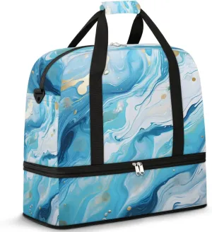 Flowing Liquid Pattern Travel Duffel Bag for Women Men Weekender Overnight Bag with Shoe Compartment Foldable Sports Gym Luggage Bag
