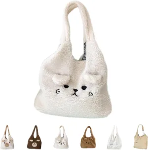 Fluffy Tote Bag Ladies Kawaii Shoulder Bag Women Furry Bears Tote Bag Plush Handbag Women Cute Crossbody Bag for Women