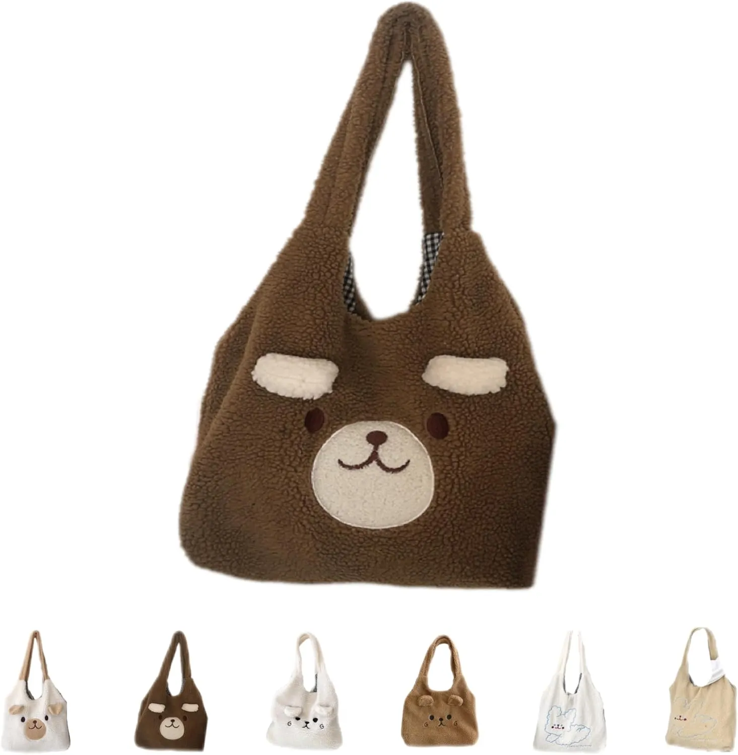 Fluffy Tote Bag Ladies Kawaii Shoulder Bag Women Furry Bears Tote Bag Plush Handbag Women Cute Crossbody Bag for Women