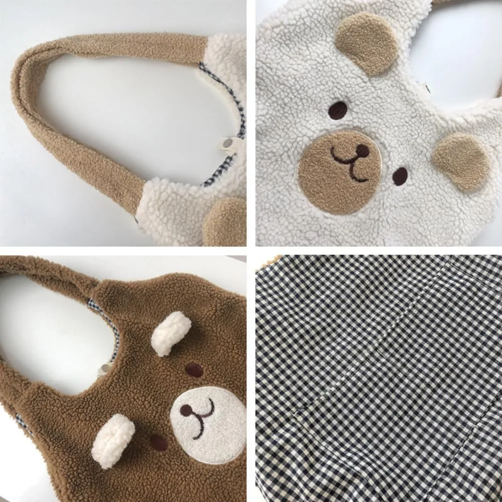 Fluffy Tote Bag Ladies Kawaii Shoulder Bag Women Furry Bears Tote Bag Plush Handbag Women Cute Crossbody Bag for Women