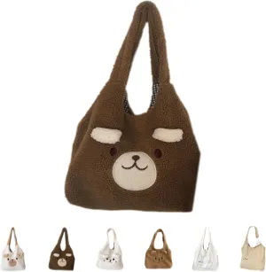 Fluffy Tote Bag Ladies Kawaii Shoulder Bag Women Furry Bears Tote Bag Plush Handbag Women Cute Crossbody Bag for Women
