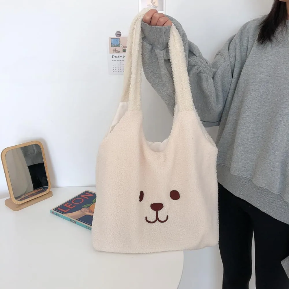Fluffy Tote Bag Ladies Kawaii Shoulder Bag Women Furry Bears Tote Bag Plush Handbag Women Cute Crossbody Bag for Women