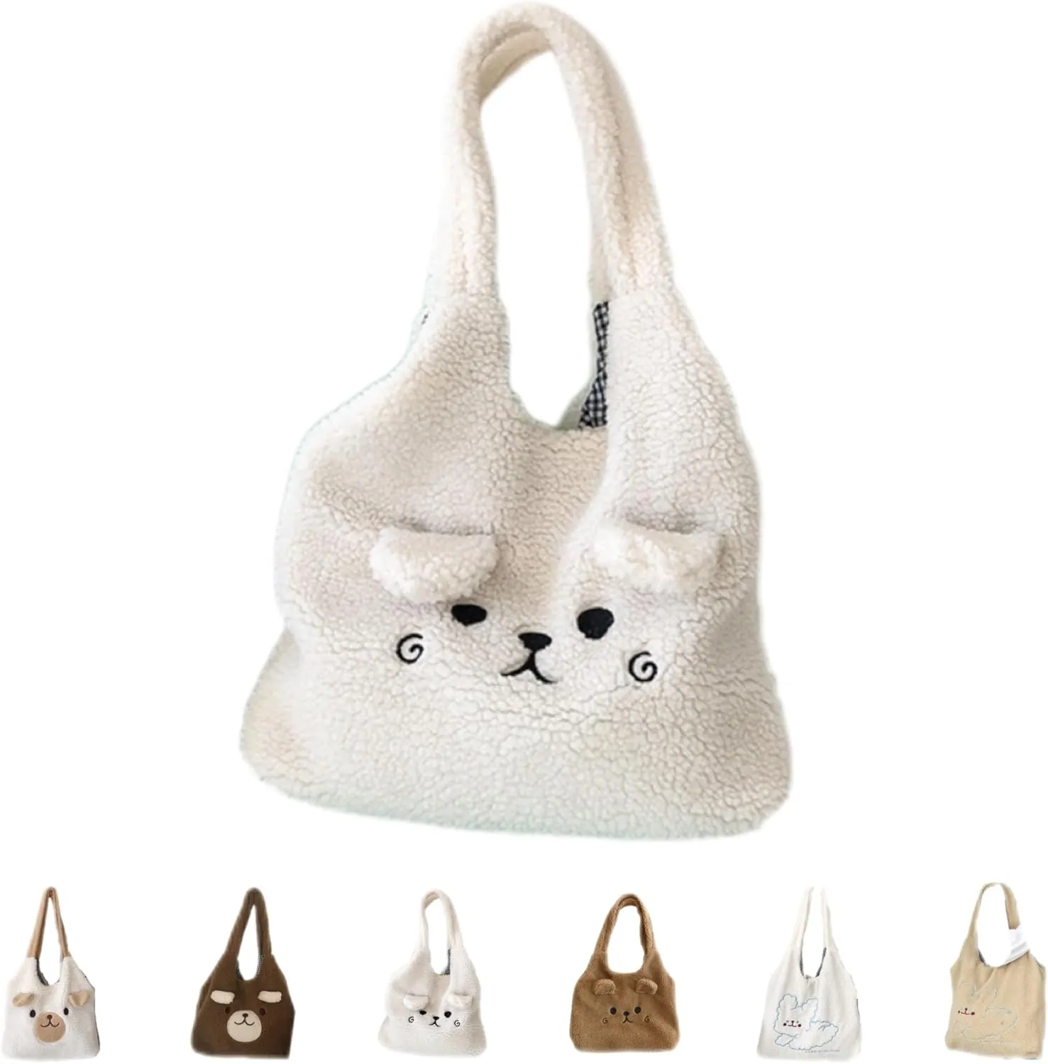 Fluffy Tote Bag Ladies Kawaii Shoulder Bag Women Furry Bears Tote Bag Plush Handbag Women Cute Crossbody Bag for Women