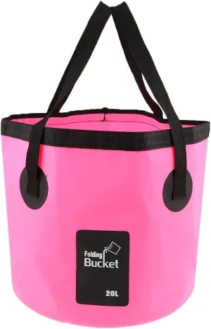 Folding Bucket Collapsible Water Carrier Bag Pot Camping Caravan Fishing Outdoor - Pink, 20L