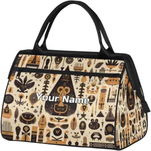 Folklore Egypt Flame Travel Duffel Bag, Personalized Sports Gym Bag Custom for Women and Men Waterproof Overnight Weekender Carry On Tote Bags for Airplanes, Traveling, Gym, Football, Hospital Bag