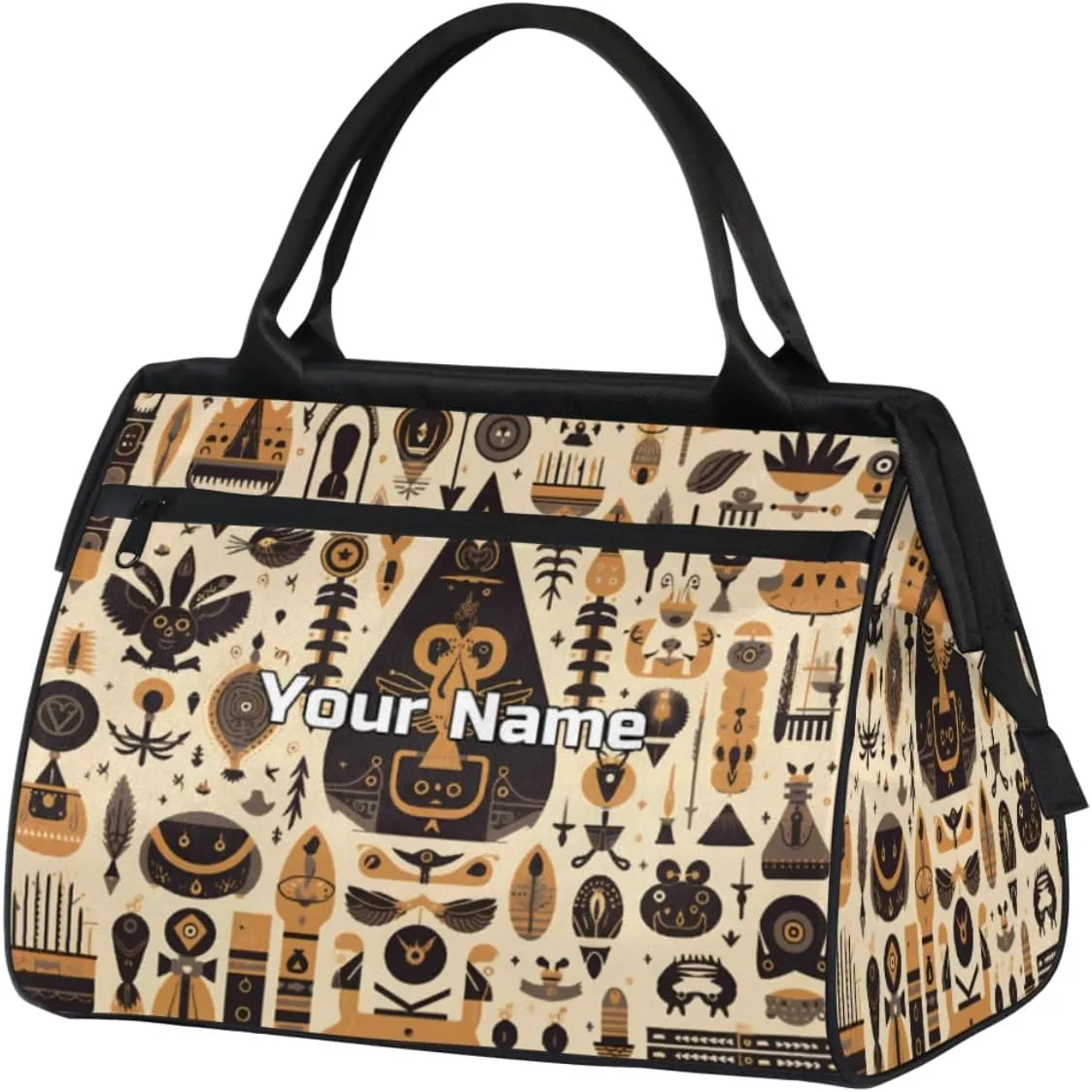 Folklore Egypt Flame Travel Duffel Bag, Personalized Sports Gym Bag Custom for Women and Men Waterproof Overnight Weekender Carry On Tote Bags for Airplanes, Traveling, Gym, Football, Hospital Bag
