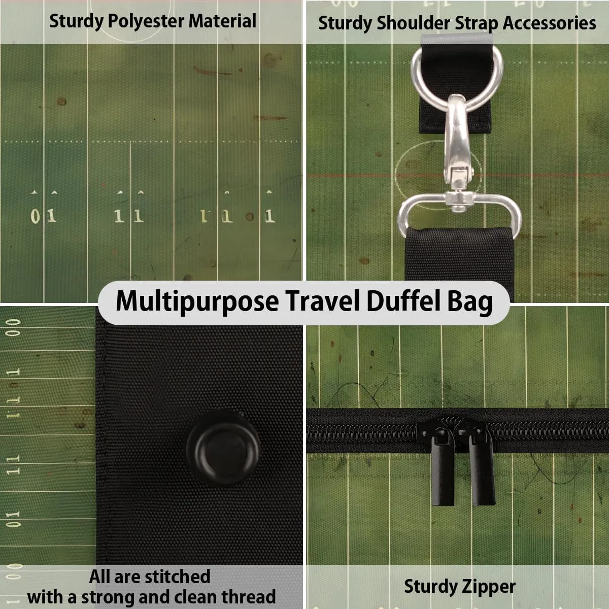 Football Field Print Travel Duffel Bag for Women Men Waterproof Foldable Overnight Weekender Bag Large Capacity Sports Gym Bag