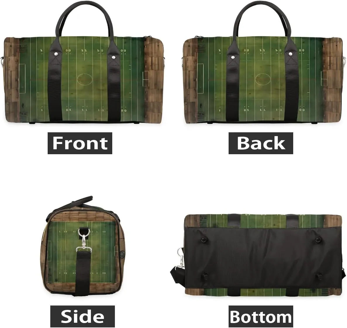 Football Field Print Travel Duffel Bag for Women Men Waterproof Foldable Overnight Weekender Bag Large Capacity Sports Gym Bag