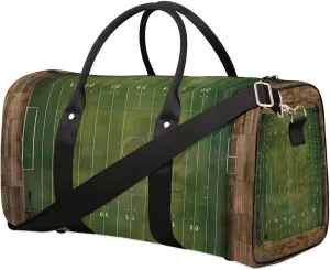 Football Field Print Travel Duffel Bag for Women Men Waterproof Foldable Overnight Weekender Bag Large Capacity Sports Gym Bag